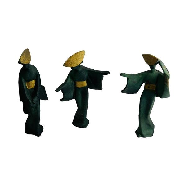 Vintage Cast Iron Dancing Geisha Statue Figure Brutalist MCM Japan James Mont St - Picture 1 of 11